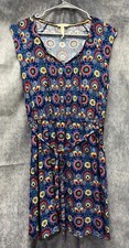 Matilda Jane SzS Floral Shift Dress Sleeveless Tie Front Elastic Waist Rayon 