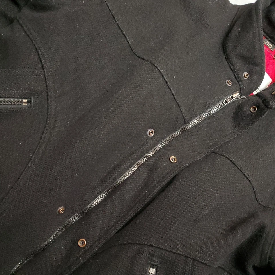 Chaqueta de bombardero de lana vintage para hombre M negra mezcla de lana cremallera completa manta forrada informal Foto 4 de 4