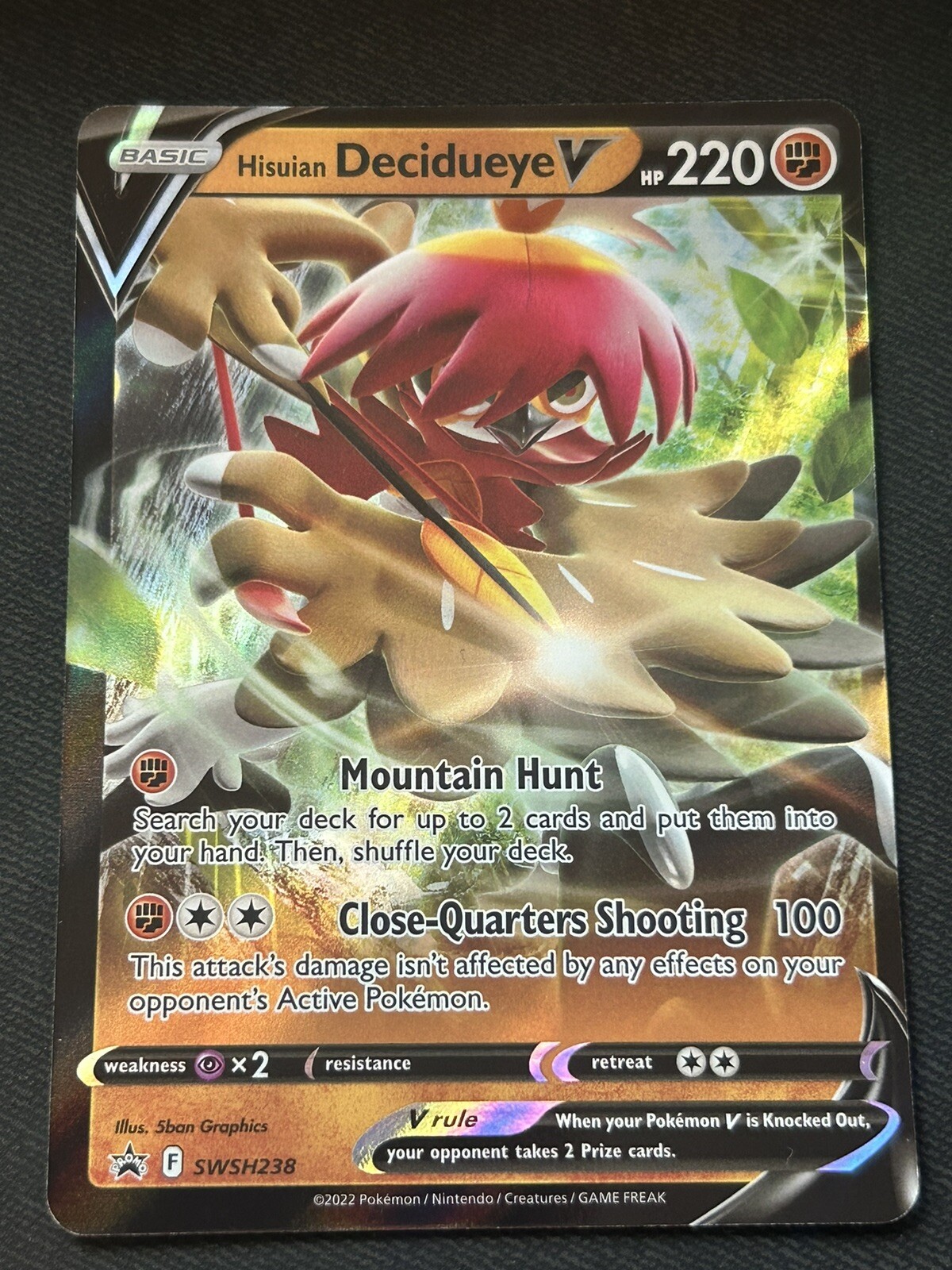 Hisuian Decidueye V SWSH238 Black Star Promo NM 2022 Pokemon TCG