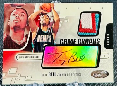 2003-04 Hoops Hot Prospects Game Graphs 3-Color Patch Auto Troy Bell #'d 136/400
