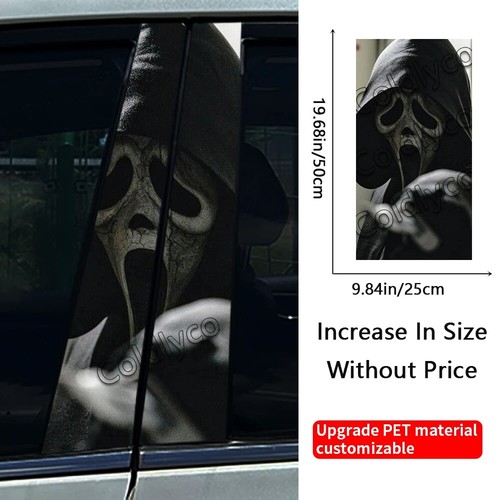 2x Ghost Mask Car B Pillar Sticker Center Column Cover Decals - Bild 2 von 20