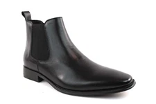 Genuine Leather Men's Black Chelsea Boots Almond Toe Leather Lining AZAR MAN