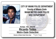 MIAMI VICE RICARDO TUBBS NAME BADGE TAG PROP HALLOWEEN COSPLAY MAGNETIC BACK