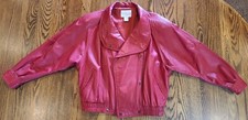 Nordstrom Town Square Women's Jacket Size Pm Red Soft Leather Bomber