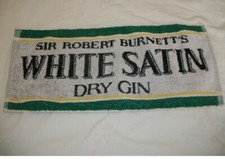 Vintage White Satin Dry Gin Bar Towel used 