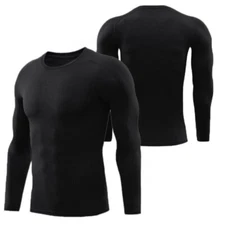 Men Cycling Base Layer Bicycle Long Jersey Sports Running Shirt Moisture Wicking