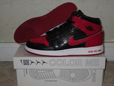 Nike Air Jordan 1 Mid SS GS Bred Text Black Gym Red 7Y NEW! DM9650