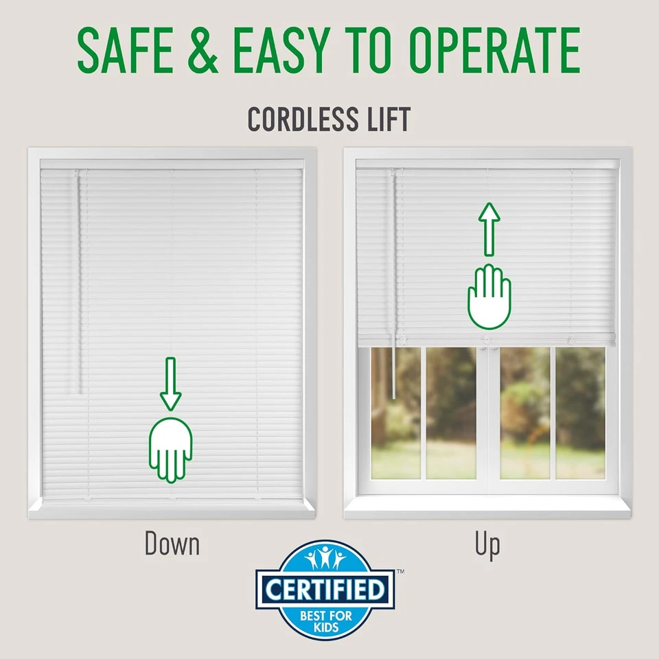 Cordless White 1'' Light-Filtering Mini Blinds, 22.5''x36'' Vinyl Window Blinds - Image 3 of 4