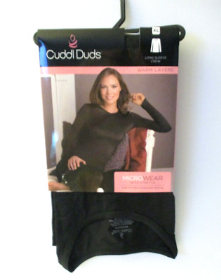 Cuddl Duds womens Microwear with stretch crew top size XL 18-20 Black