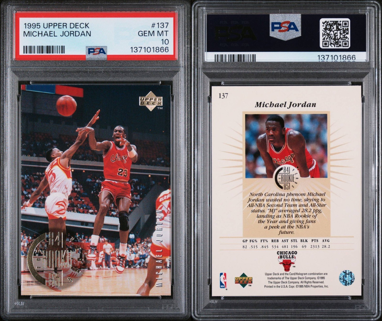 1995 UPPER DECK MICHAEL JORDAN PSA 10 GEM MINT #137 84-85 the rookie years