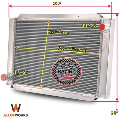 4 Row High Performance Aluminum Radiator for Airboat 31'' x 21'' Water Cooler