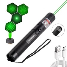 Lennoos Rechargeable Green Laser Pointer with Removable Pattern Cap for