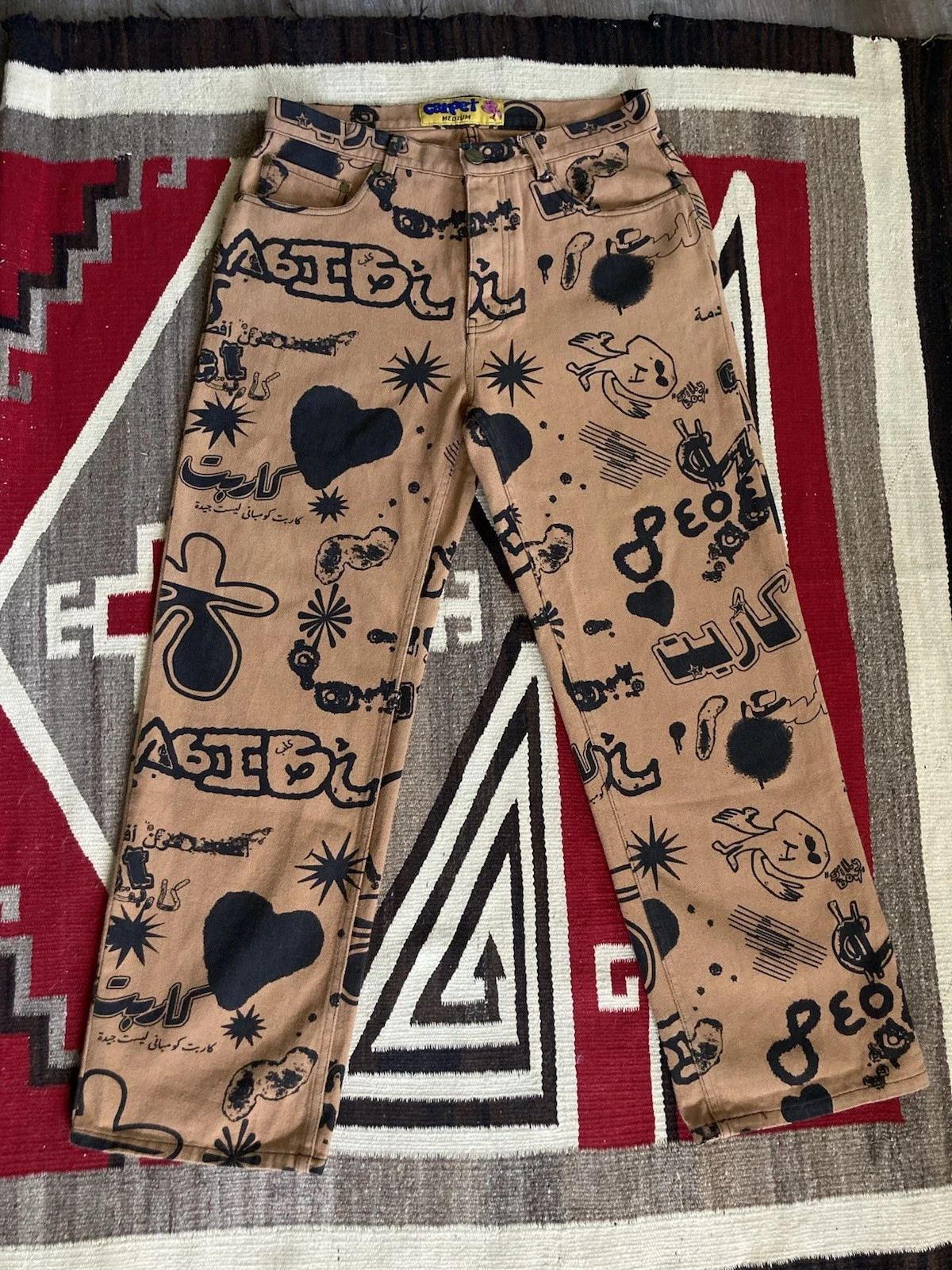 Carpet Company Silly Boy art graphique imprimé pantalon M jeans skate suprême nyc