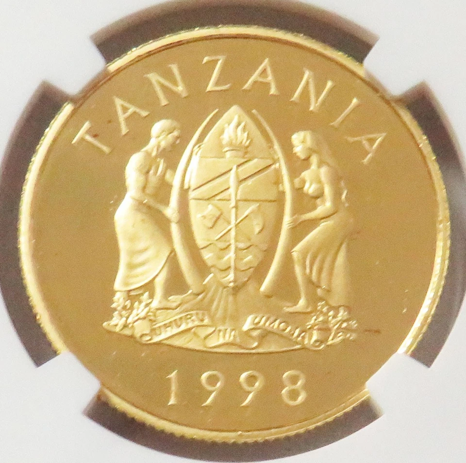 1998 GOLD TANZANIA 1/2oz LION & LIONESS 5,000 SHILINGI NGC PROOF 67 ULTRA CAMEO - Image 3 of 3
