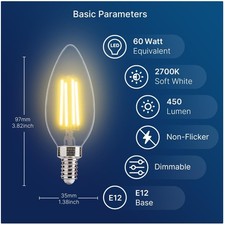 Energy Efficient Chandelier Light Bulbs 48 Pack E12 Base