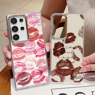 Rote Lippen Hülle für Samsung S26 Ultra S25 S24 S23 A17 A55 A16  Klare TPU-Cover