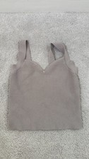 Abercrombie  Fitch Womens Beige Ribbed Knit V-Neck Wide Strap Tank - L