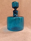 Vintage Blenko Glass Bubble Oval Decanter Turquoise Designed by Wayne Husted MCM