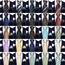 Formal Wedding Casual Mens Tie Handkerchief Cufflinks Set Suit Wear Party Event