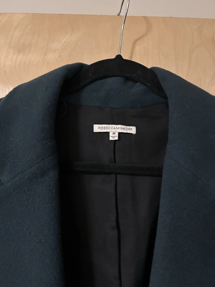 Rebecca Minkoff Women's Dark Green Wool Peacoat Trench Size Medium - Image 2 of 4