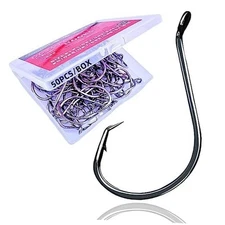 Circle Hooks Fishing Hooks 2X Strong Octopus Offset Fish Catfish 1# 50/Pack