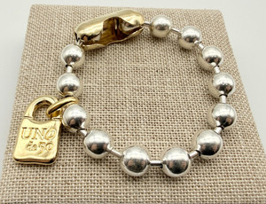 Authentic Uno de 50 SNOWFLAKE Bracelet Sterling Silver 18k Gold Plated Beads Medium