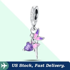 KUNSIR 925 Sterling Silver DIY Charm For Bracelet Wisteria Fairy Charm Pendant