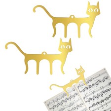 2 PCS Metal Music Book Clips Page Holders Cute Cat Shaped Bookmark for Piano ...