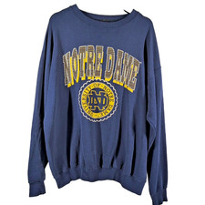 VTG Notre Dame Fighting Irish Sweatshirt Adult XL Blue 90s Crew Neck USA Made