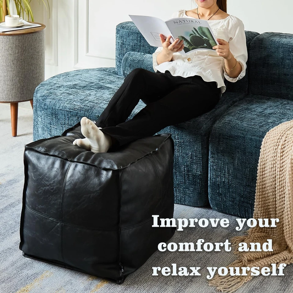 Fußhocker Fußkissen Sitz Pouf für Sitzsäcke Quadratisches Fußhocker Holster B... - Bild 2 von 4