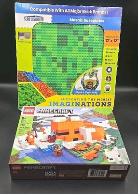 Lego Minecraft 21178 Fox Lodge + Slab Dream Lab Mosaic Baseplate 4 Pack Set Lot