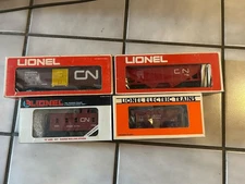 LIONEL LOT OF 4 CANADIAN NATIONAL CN CARS HOPPER ORE CAR CABOOSE BOX CAR NEW?