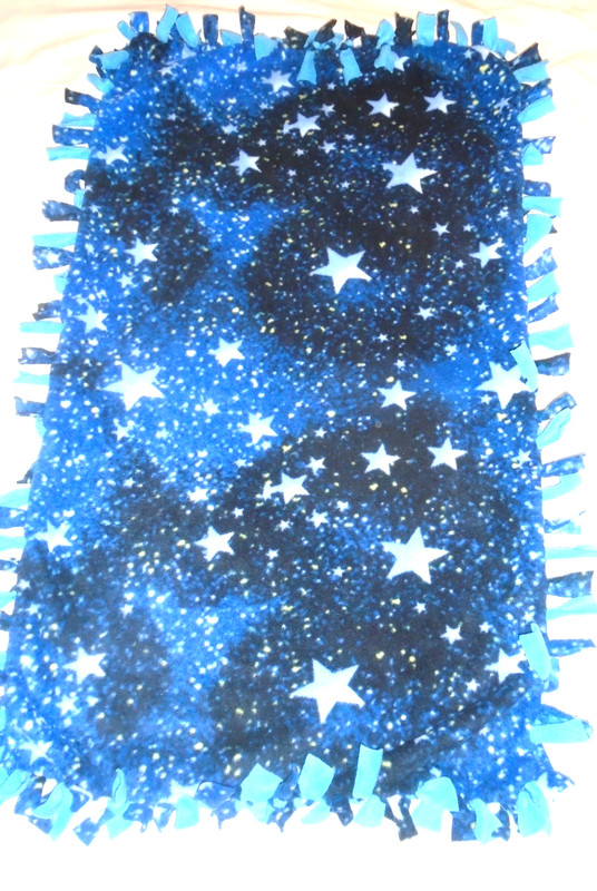Stars Puppy ~Dog ~ Pet Double Sided Hand Tied Fleece Rag Crate Blanket ~ New
