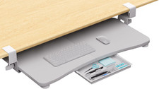 Under Desk Keyboard Tray, 25.59" x 11.81", Easy Installation, White