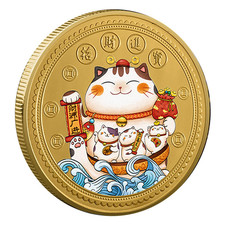Moneda de la suerte del gato de la fortuna para rascar 1,57 pulgadas de diámetro, 0,12 de grosor