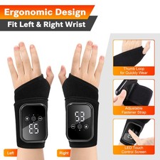 USB Rechargeable Heated Wrist Massager with Vibration Hand Brace for Pain Relief