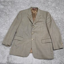 Jos A Bank Mens Pure New Wool Micro Houndstooth Blazer Sport Coat Brown 48R