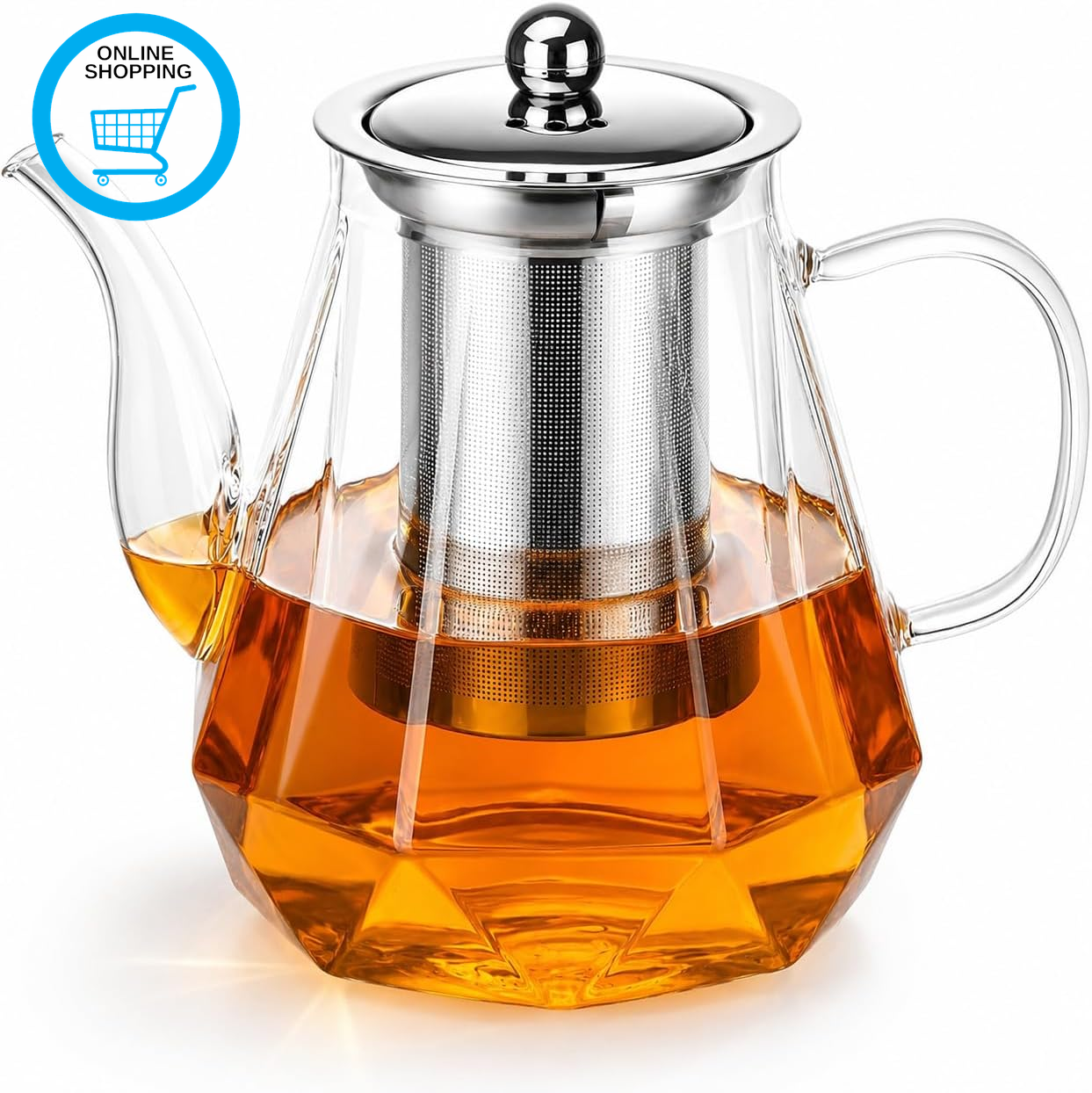Tea Pot, 1200Ml Glass Teapot with Infuser, Heat-Resistant Borosilicate Tea Pot,