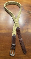 Brighton Mens Belt Brown Tan Leather Trim Woven Adjustable Belt Sz 42