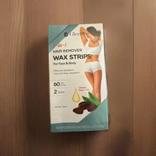 Gleebee Wax Strips | 60 Count, 2 Sizes | Hair Remover for Face & Body | Sealed