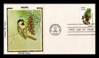 Dr Jim Stamps Colorano Silk Cachet20c Maine State Bird & Flower First Day Cover