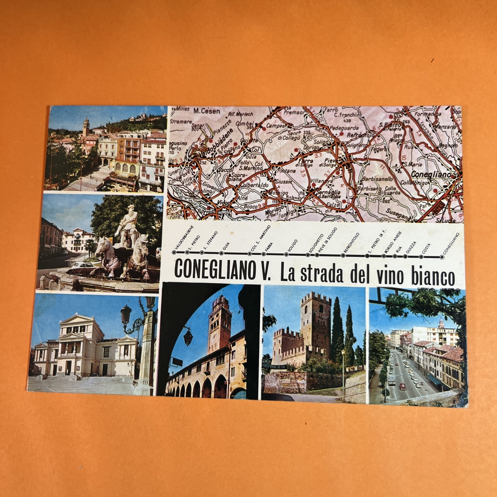 CONEGLIANO V. LA STRADA DEL VINO BIANCO VIAGGIATA- CARTOLINA A COLORI COLLEZIONE