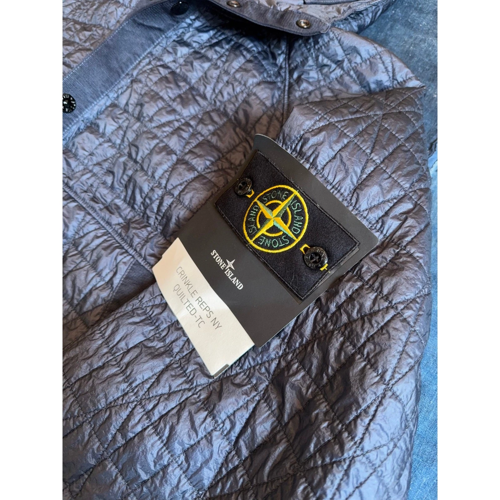 $1,550 Stone Island 4100023 Crinkle Reps NY Quilted-TC Jacket - Navy - L - product detail image 5