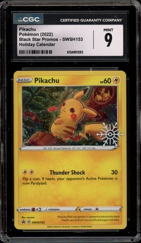 Pokemon Pikachu Holiday Calendar Black Star Holo Promo SWSH153 CGC 9 Mint