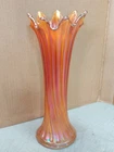 Fenton VASE Carnival Glass 9 3/4 Inchs Marigold Iridescent Ribbed Vase
