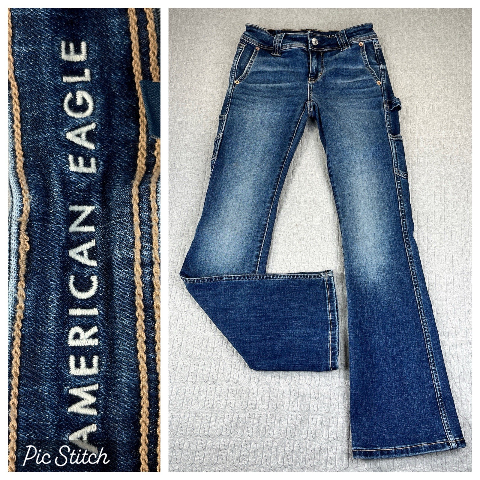 American Eagle bootcut cargo utility Jeans Women 000S/23X29 1/2 low rise