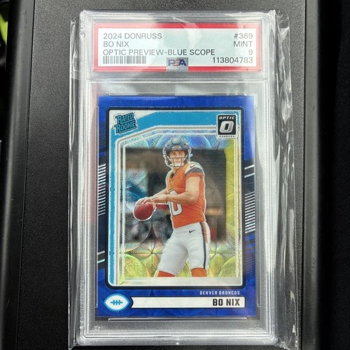 2024 DONRUSS OPTIC PREVIEW BO NIX BLUE SCOPE RR PSA 9 No.369💎🔥📈 BRONCOS💎📈