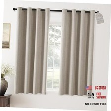 Linen Blackout Curtains 63 Inch Length 52"W x 63"L Pack of 2 Natural Linen
