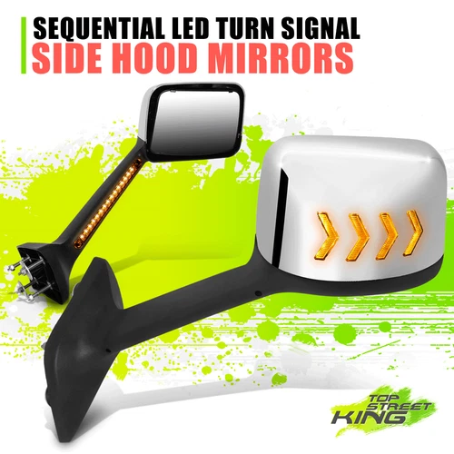 Sequential LED Arrow Pattern Side Hood Mirrors for MV RH613 HV613 LT625 18-22