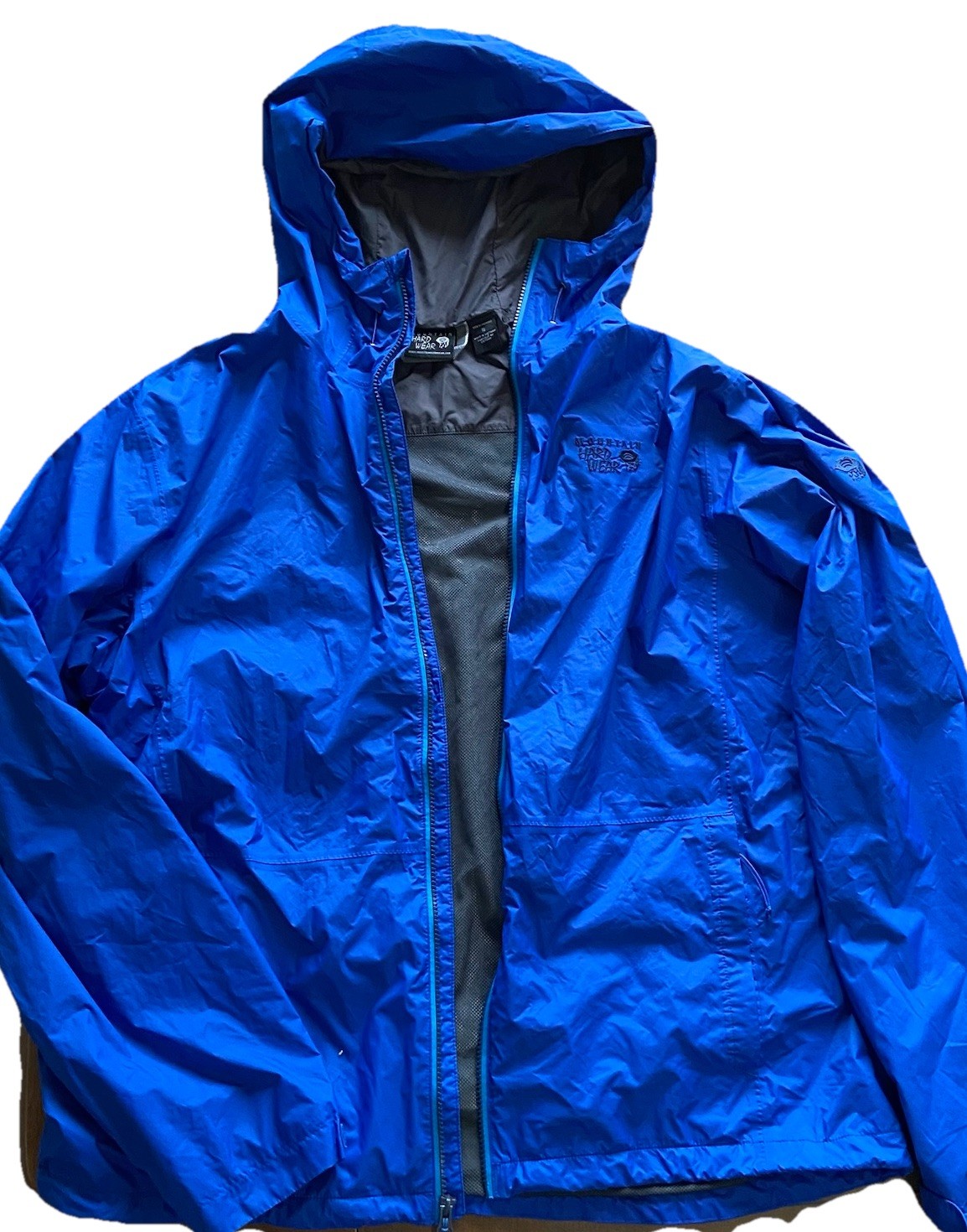Mountain Hardwear Blue Hooded Rain Jacket Men’s XL Lightweight Waterproof Shell